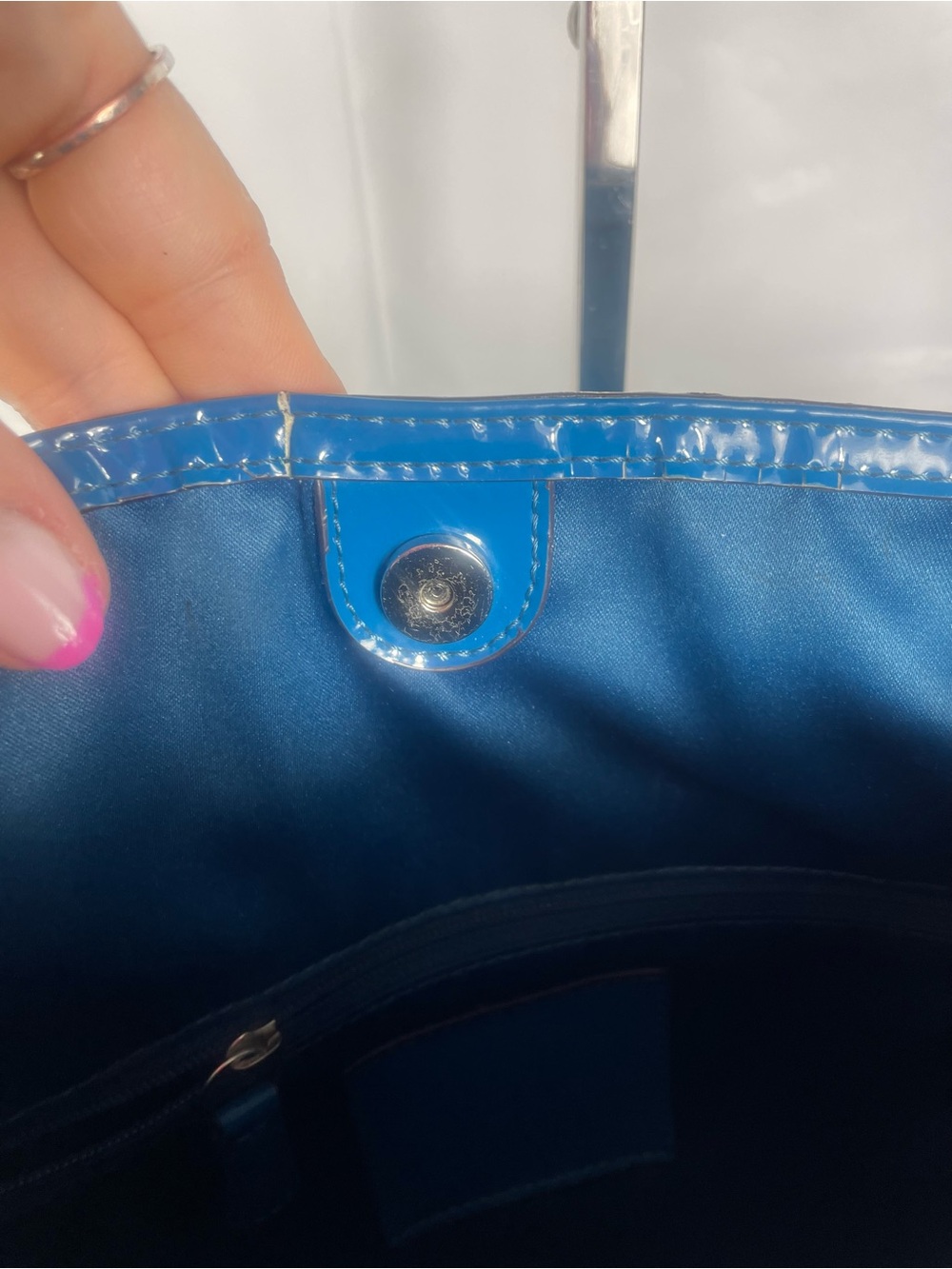 Coach Poppy Liquid Gloss Rare Teal Patent Leather Quilted Bag Y2K - Picture 12 of 14